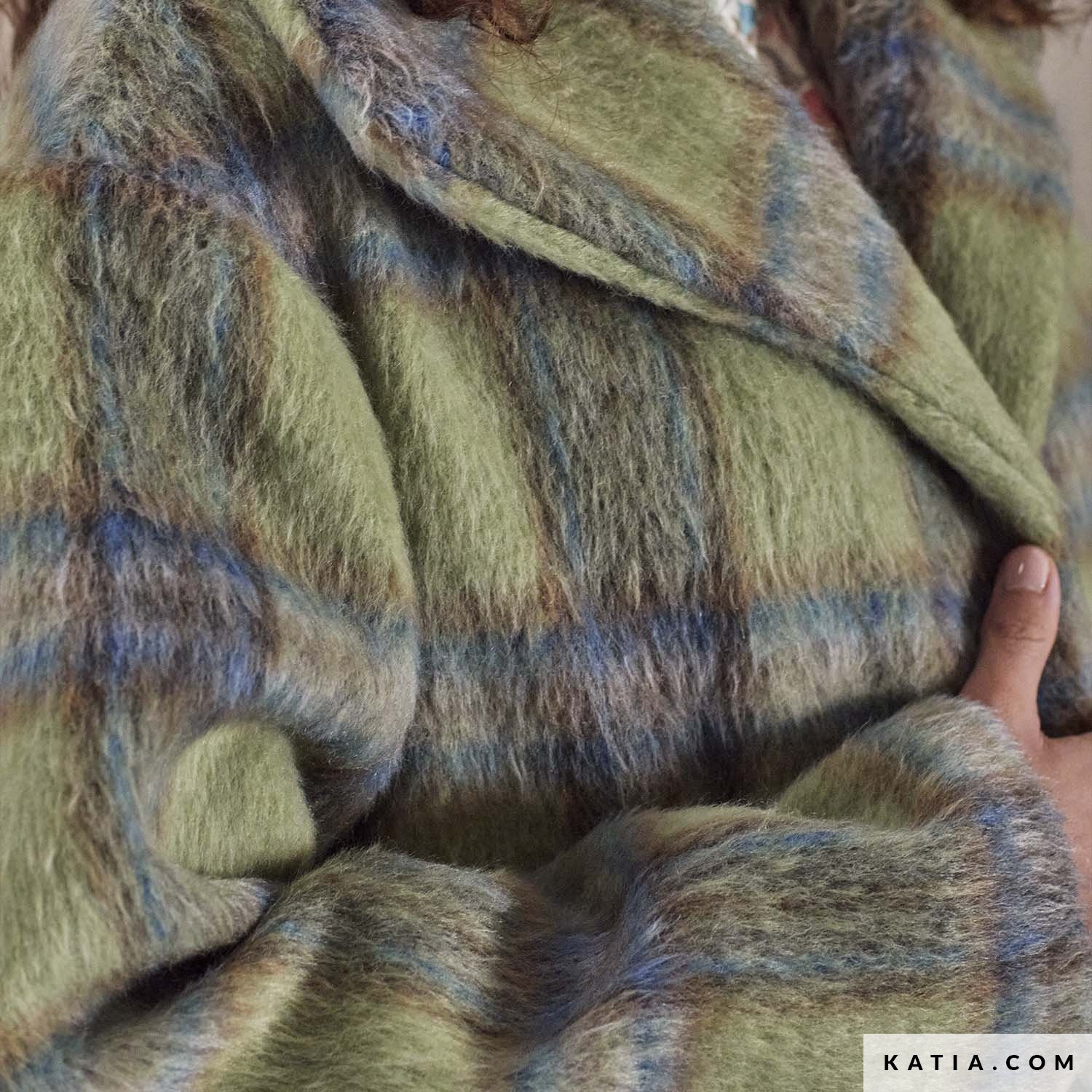 Mantelstoff Plaid Brushed Coat Herbstgrün