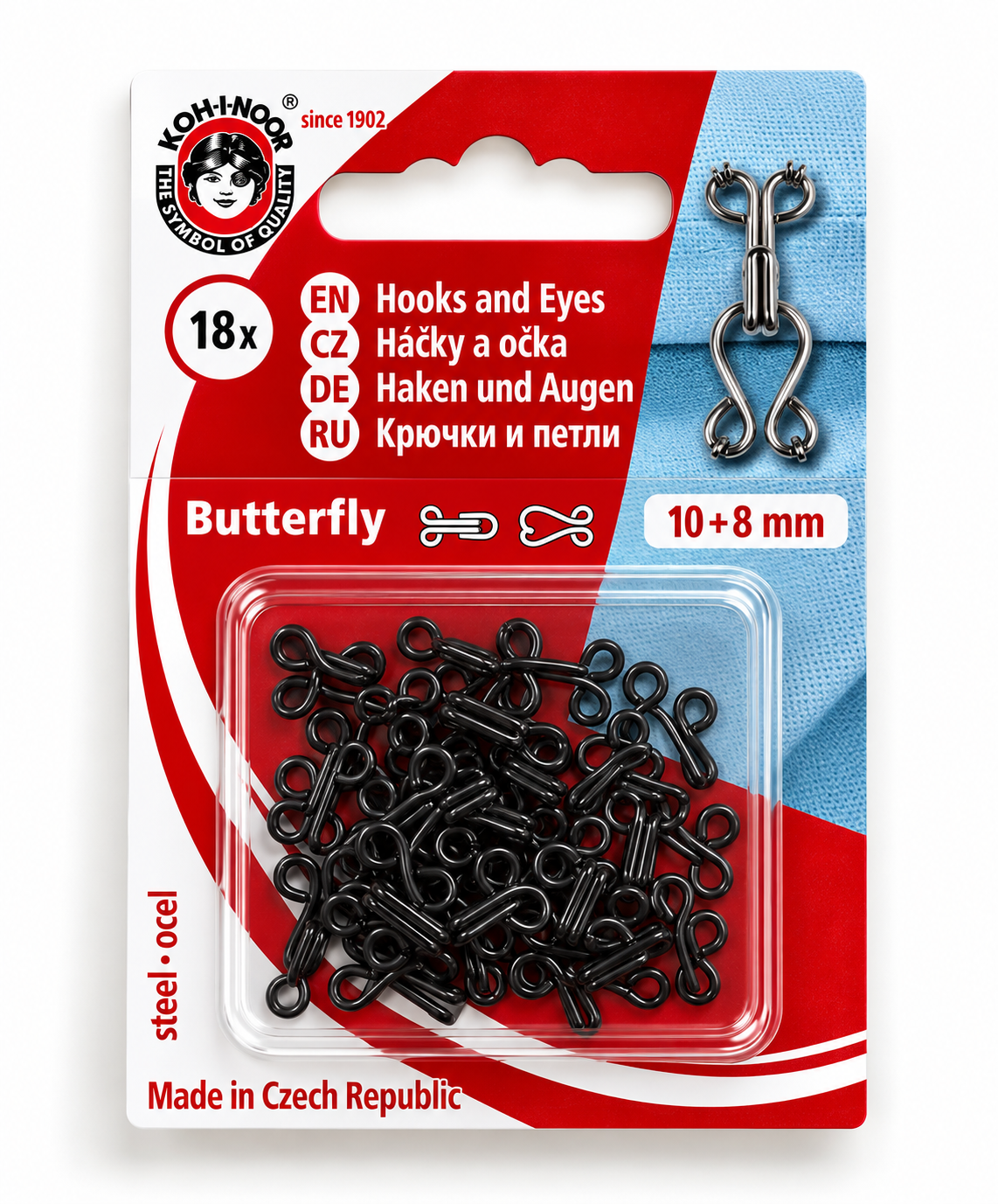 Haken und Augen Butterfly 10+8mm Schwarz