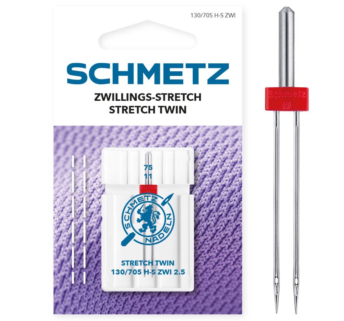 Schmetz Zwillings-Stretch-Nadel (2,5/75) | 130/705 H-S ZWI – offizielles SCHMETZ Produktfoto