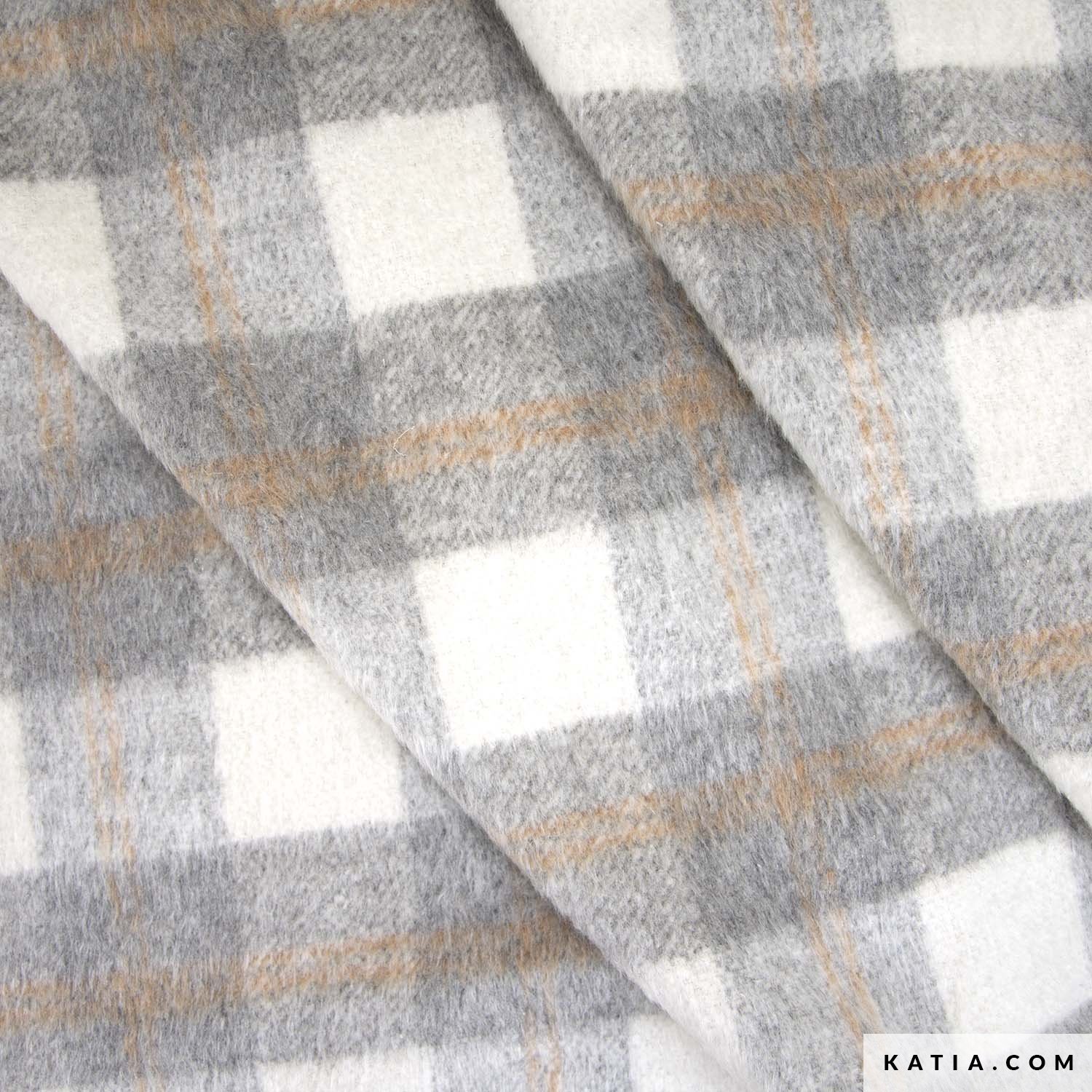 Mantelstoff Plaid Brushed Coat Grautöne