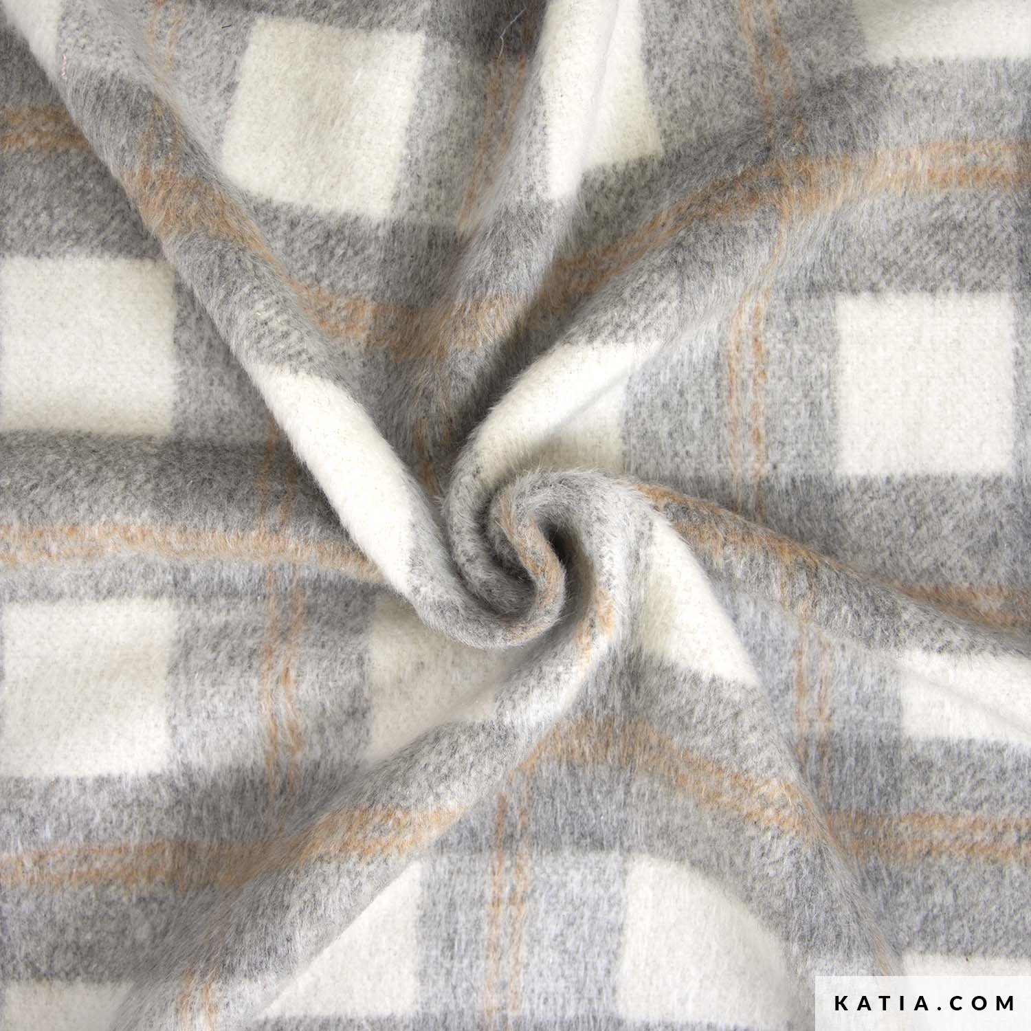 Mantelstoff Plaid Brushed Coat Grautöne