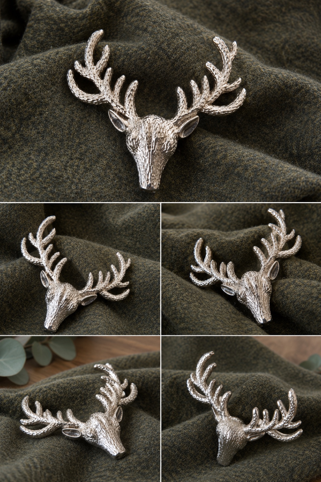 Hirsch Metall Taschen Stecker Silber – Hirschkopf aus Metall zum Aufstecken