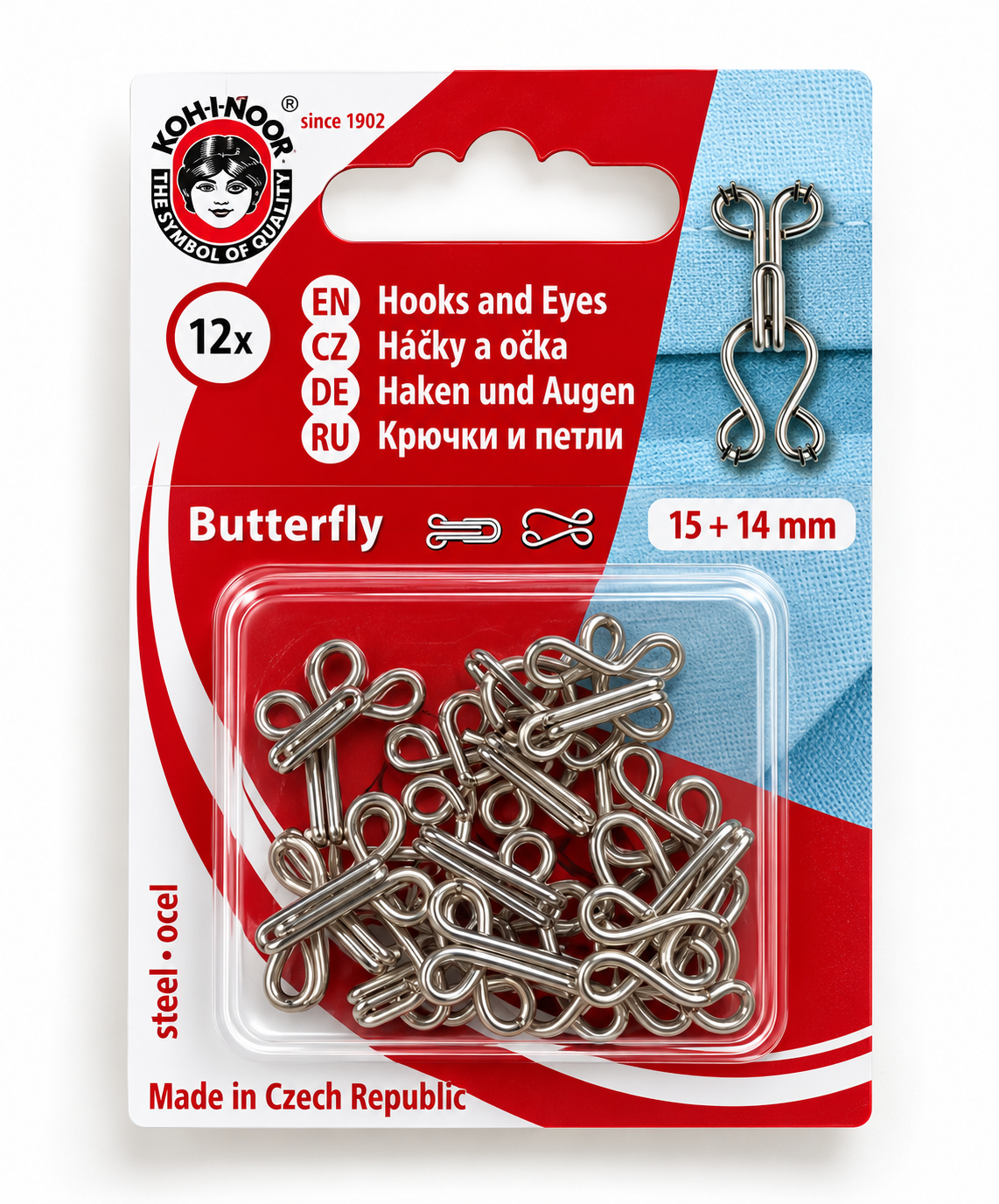 Haken und Augen Butterfly 15+14mm Silber