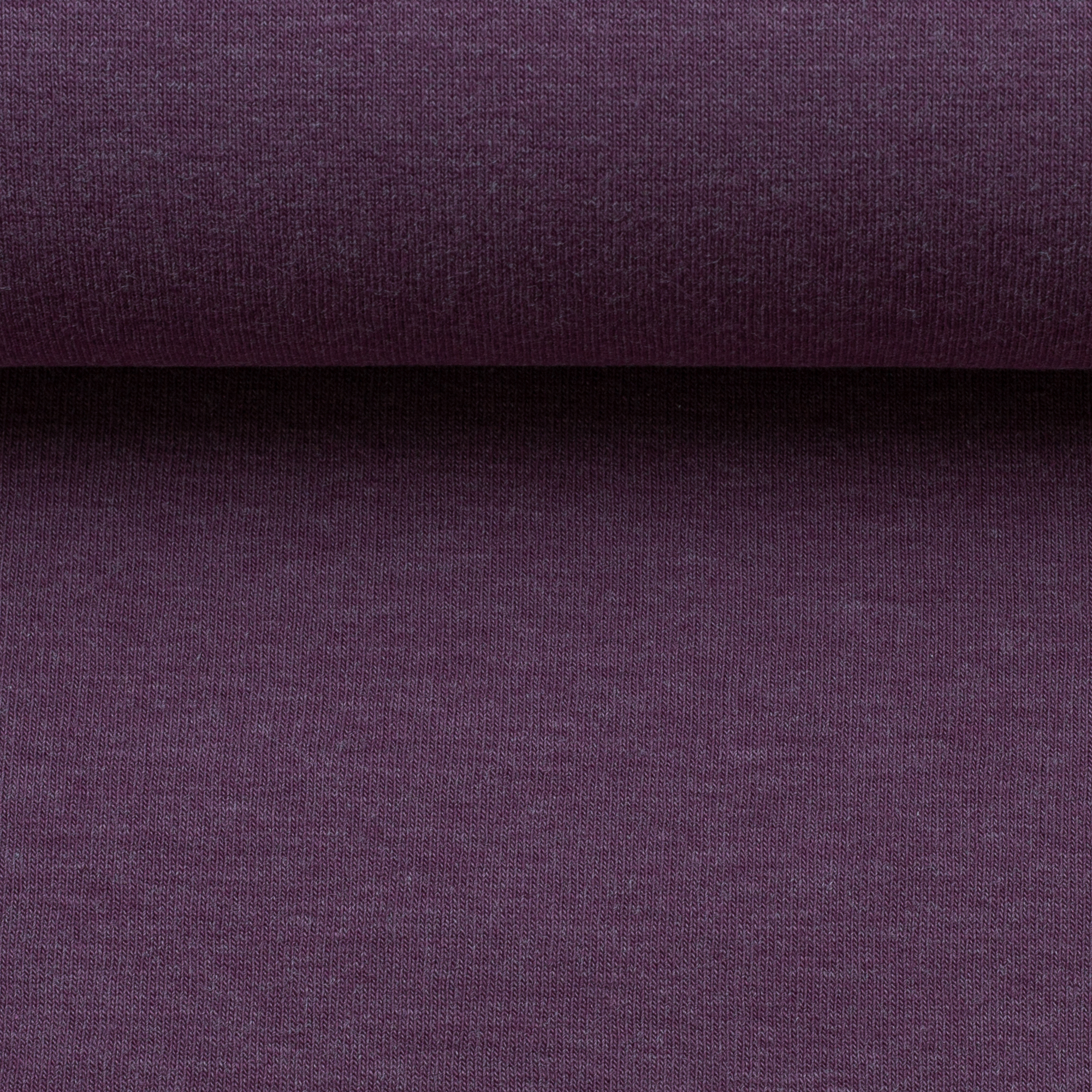 French Terry Uni Lila meliert – innen angerauter French Terry / Sommersweat, Lila meliert (gedämpftes Aubergine-Violett meliert)