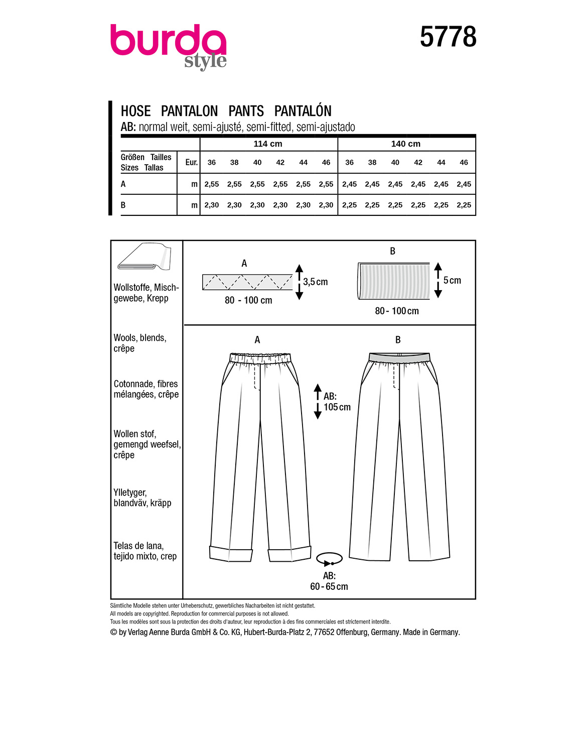 burda Schnittmuster 5778 – Bild 3