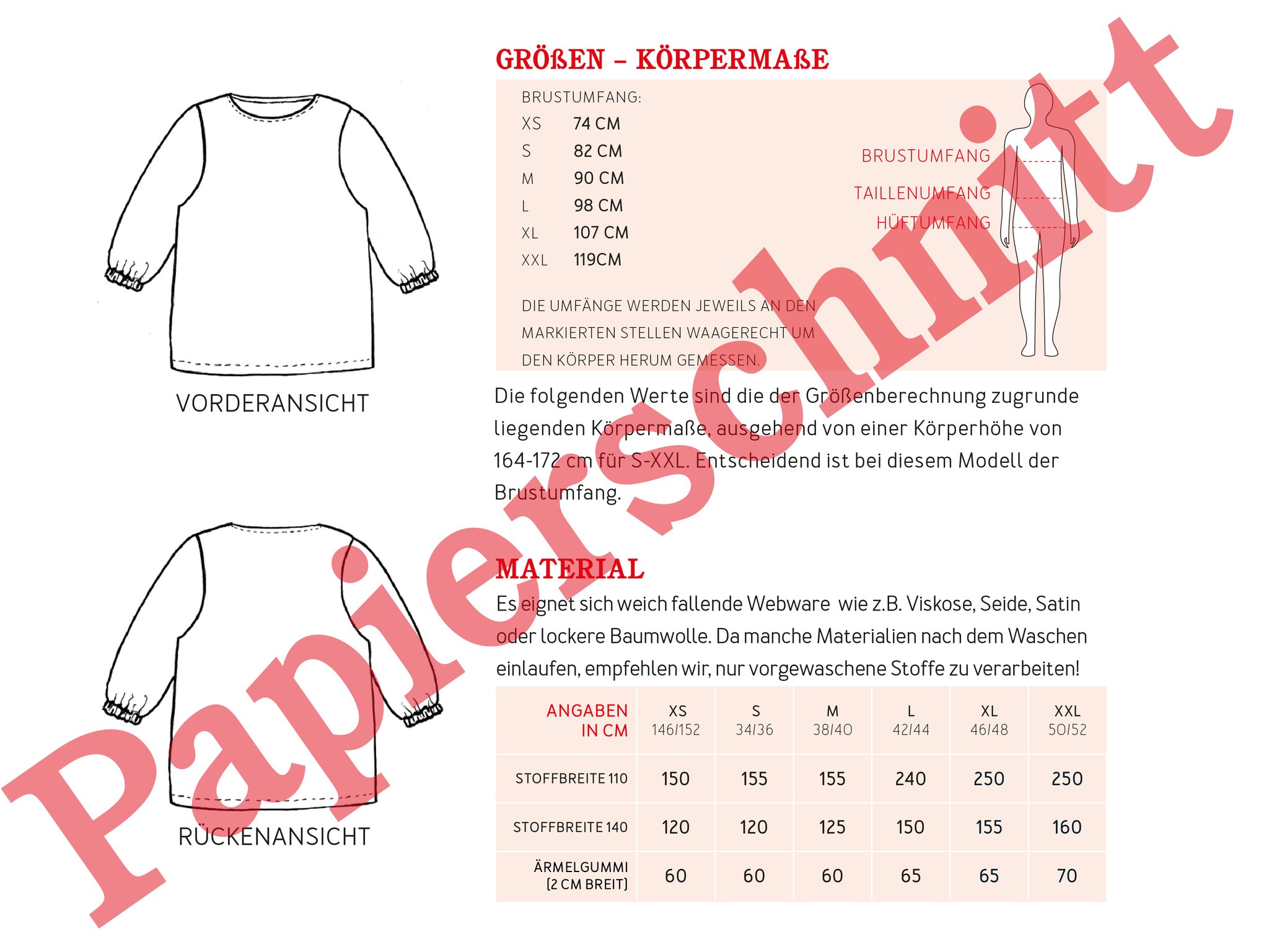 Schnittmuster FRAU HOLLY • weite Bluse mit gerafftem Ärmelsaum STUDIO SCHNITTREIF