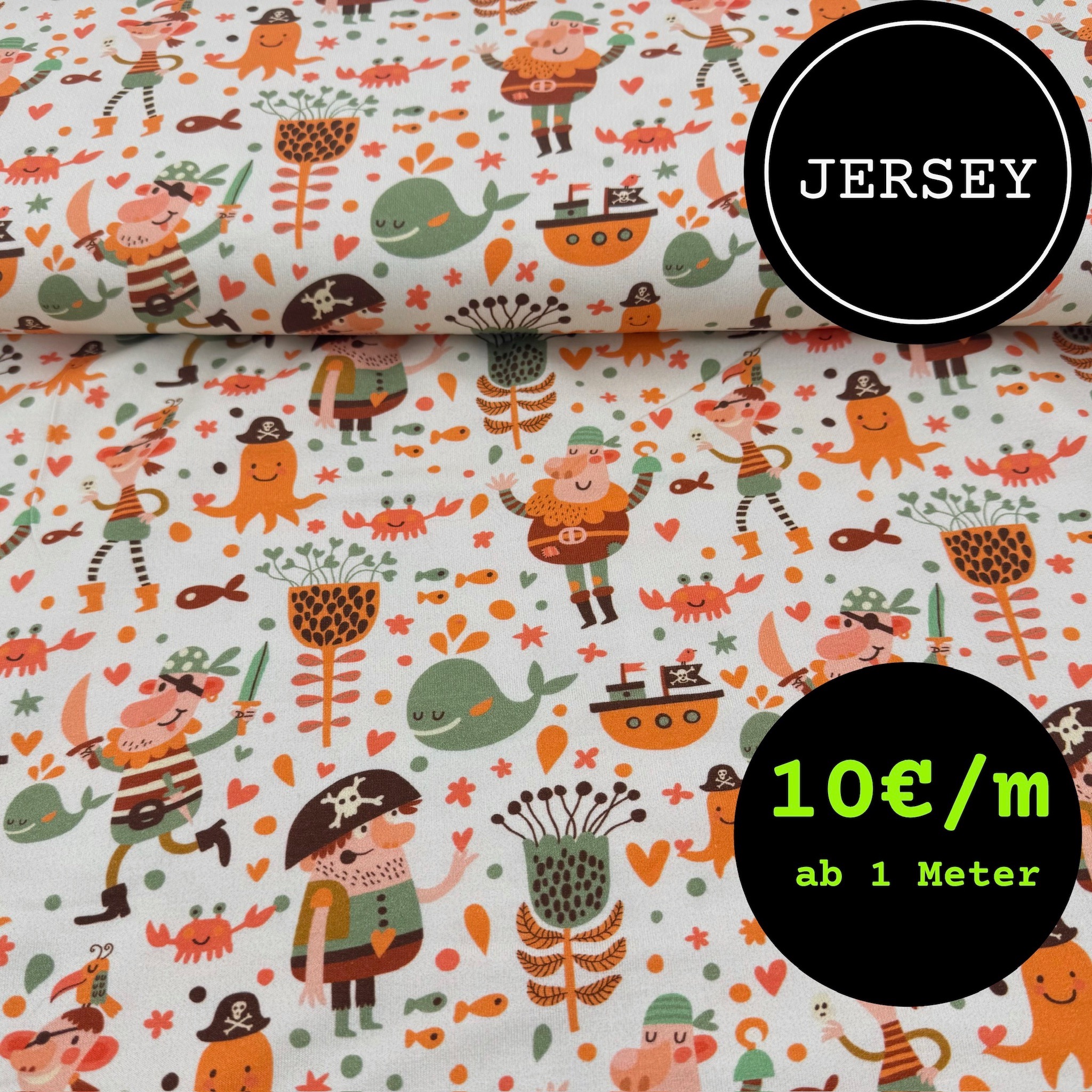 Jersey – Piratenwelt auf Beige -  SALE 