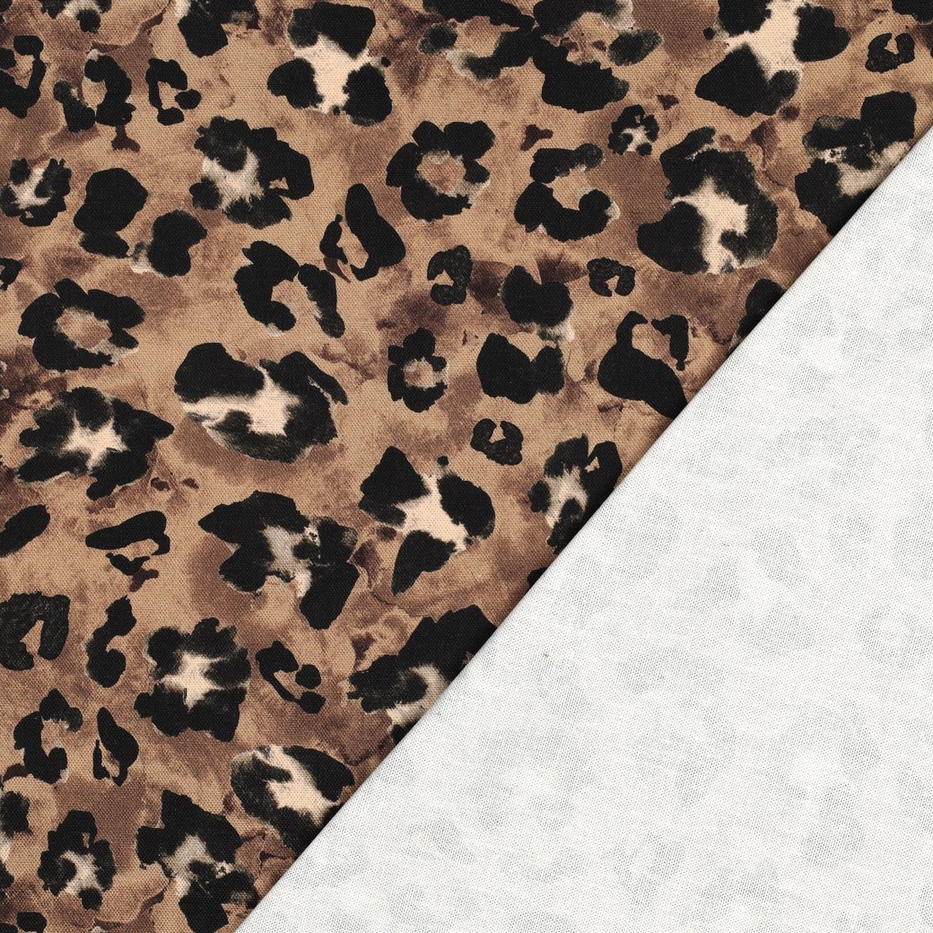 Canvas Stoff – Animal Print / Leo Print  Muster Hellbraun  – Baumwolle