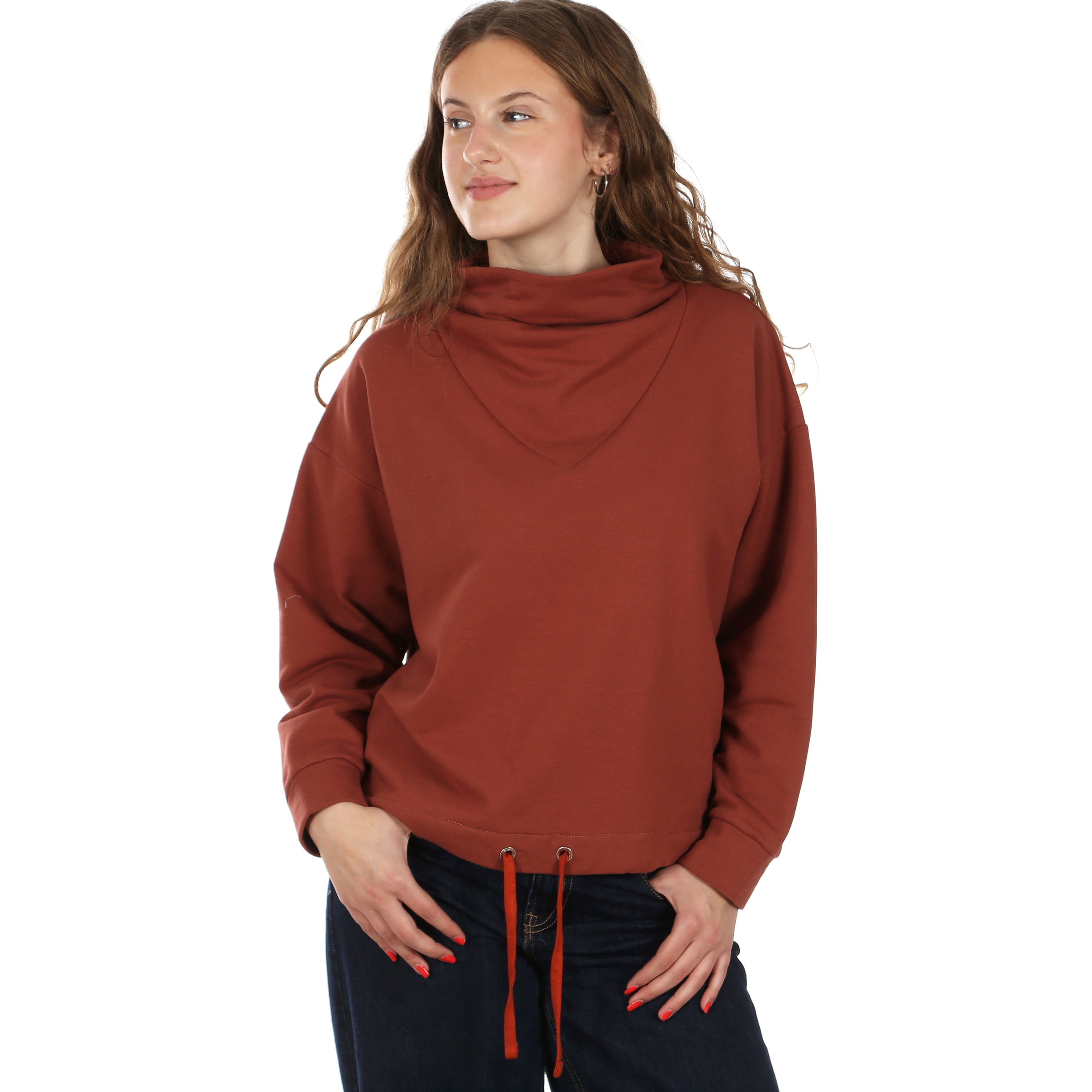Schnittmuster FRAU VERA – kurzer Pullover mit Bündchen und Schulterdetail, STUDIO SCHNITTREIF