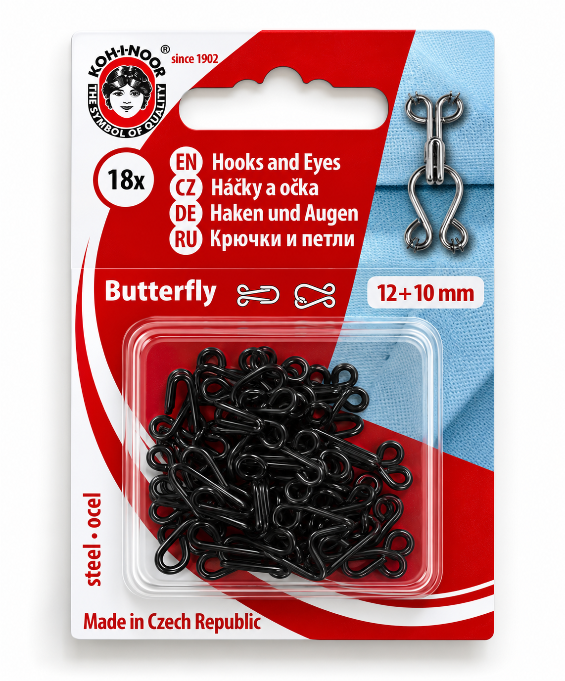 Haken und Augen Butterfly 12+10mm Schwarz