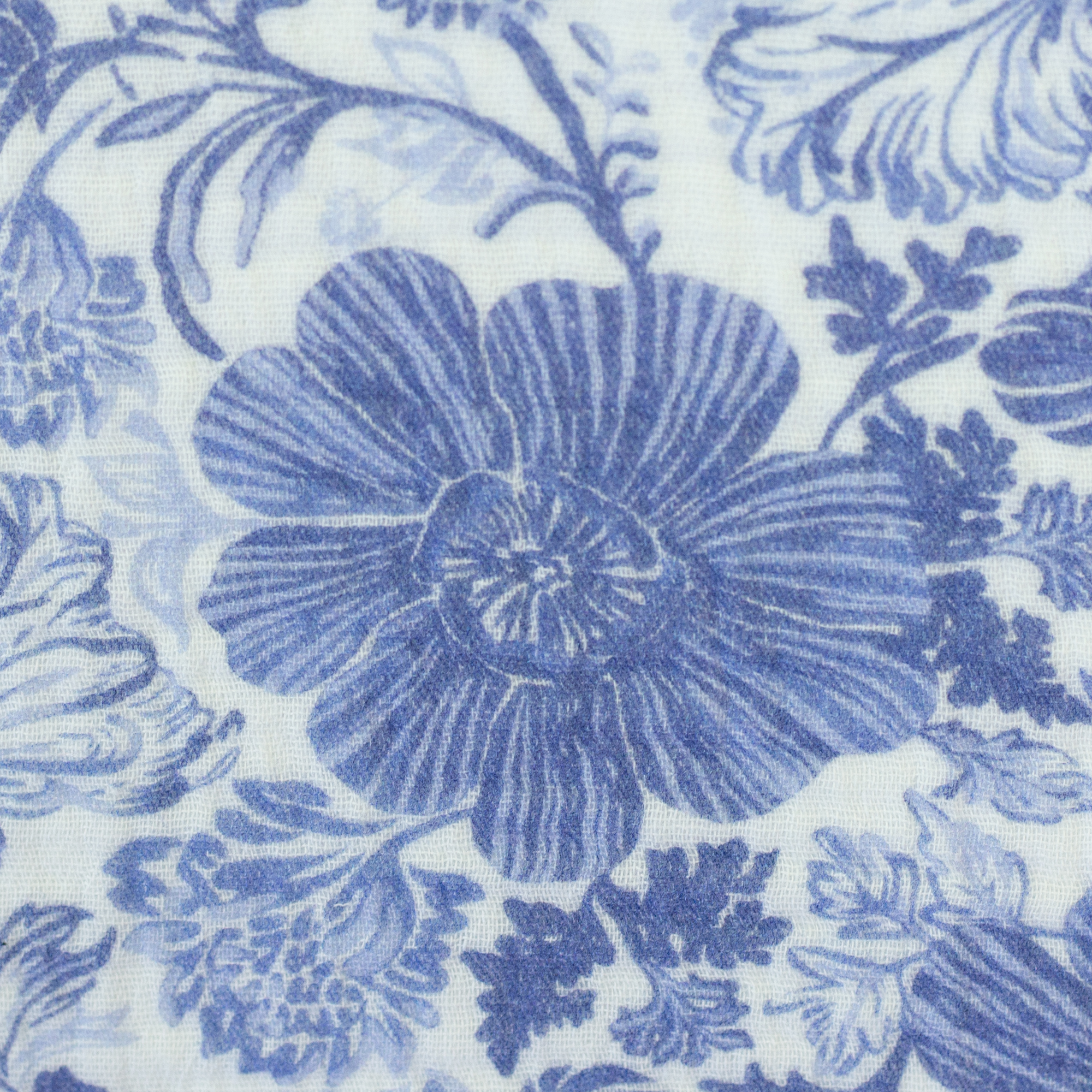 Musselin Double Gauze Blumen rauchblau weiss