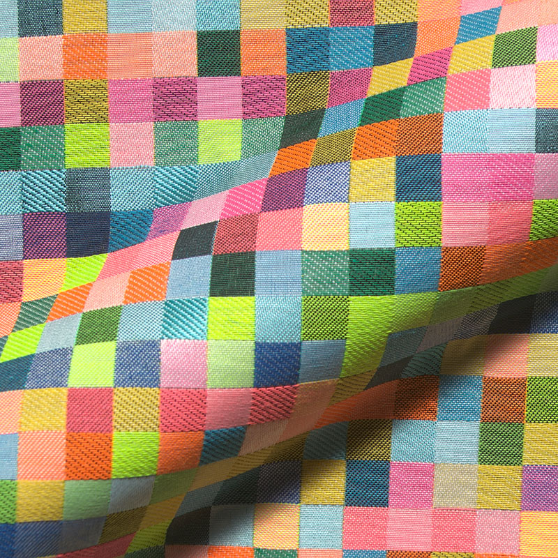 Jacquard Deluxe Neon Pixel – bunter Pixel-Mosaik-Jacquardstoff