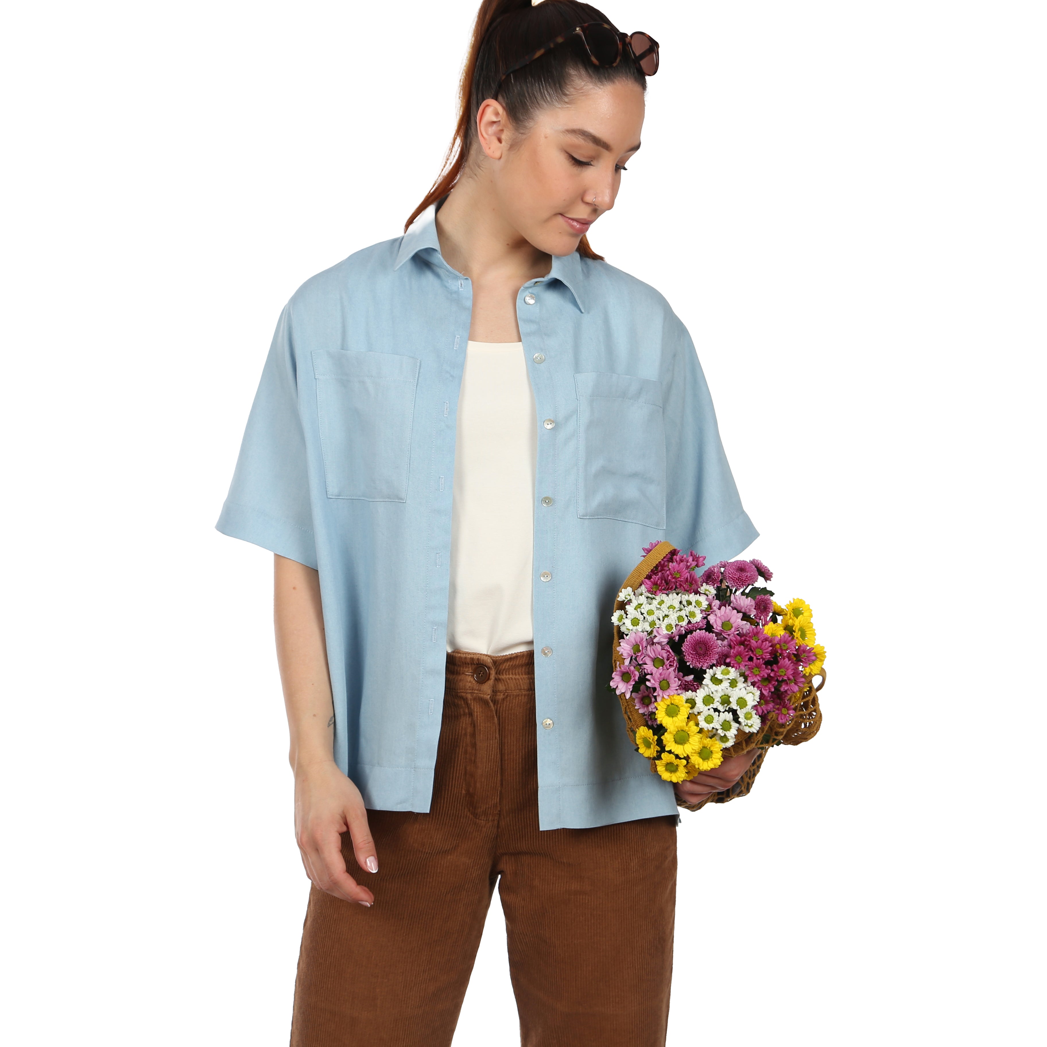 Schnittmuster FRAU NURI – Kurzarmhemd im Boyfriend-Style, STUDIO SCHNITTREIF
