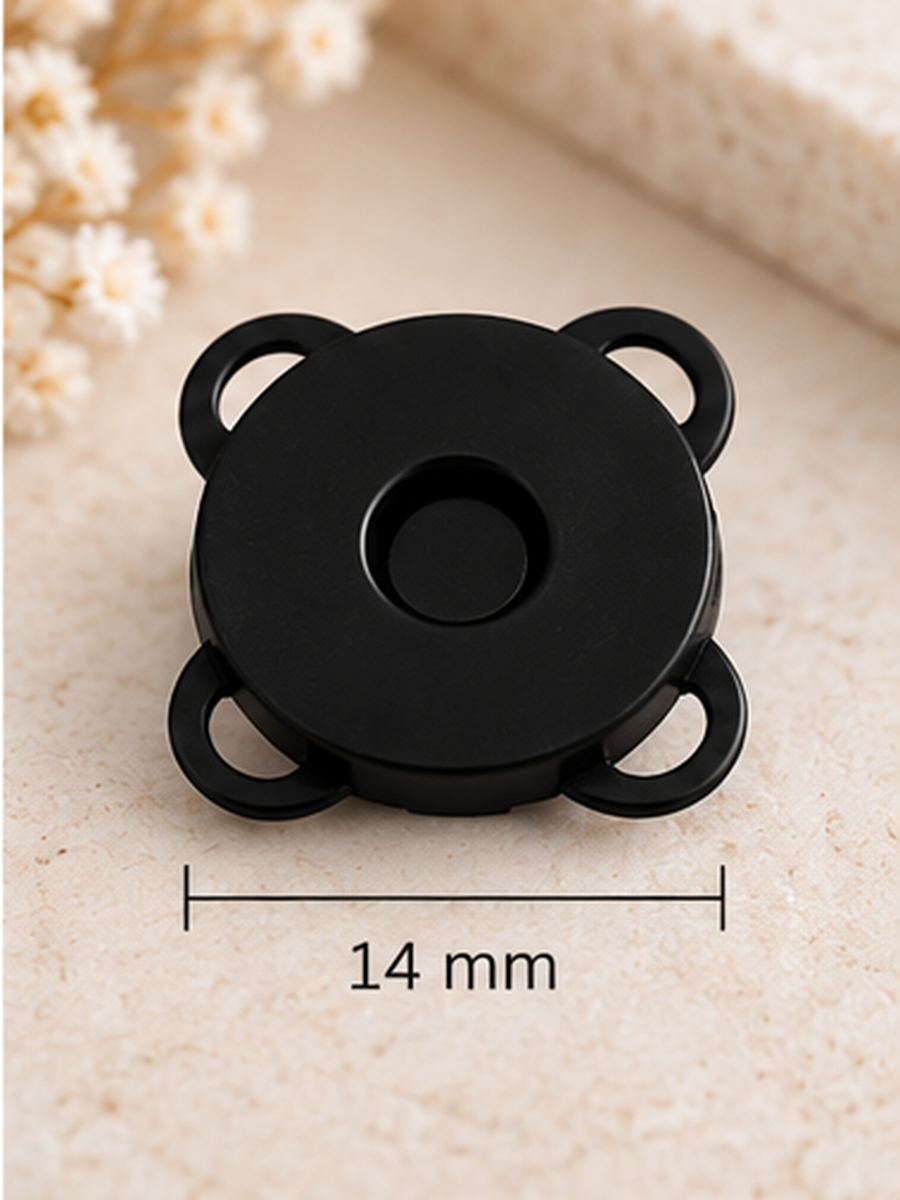 Magnetverschluss zum Aufnähen 14mm Schwarz Matt