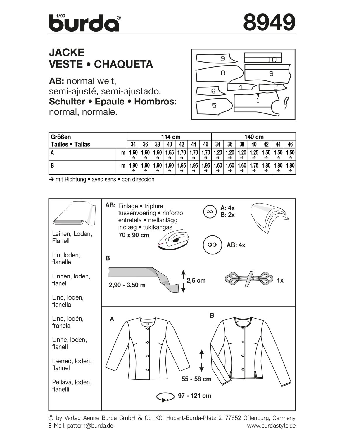 burda Schnittmuster 8949 Trachtenjacke – Bild 2