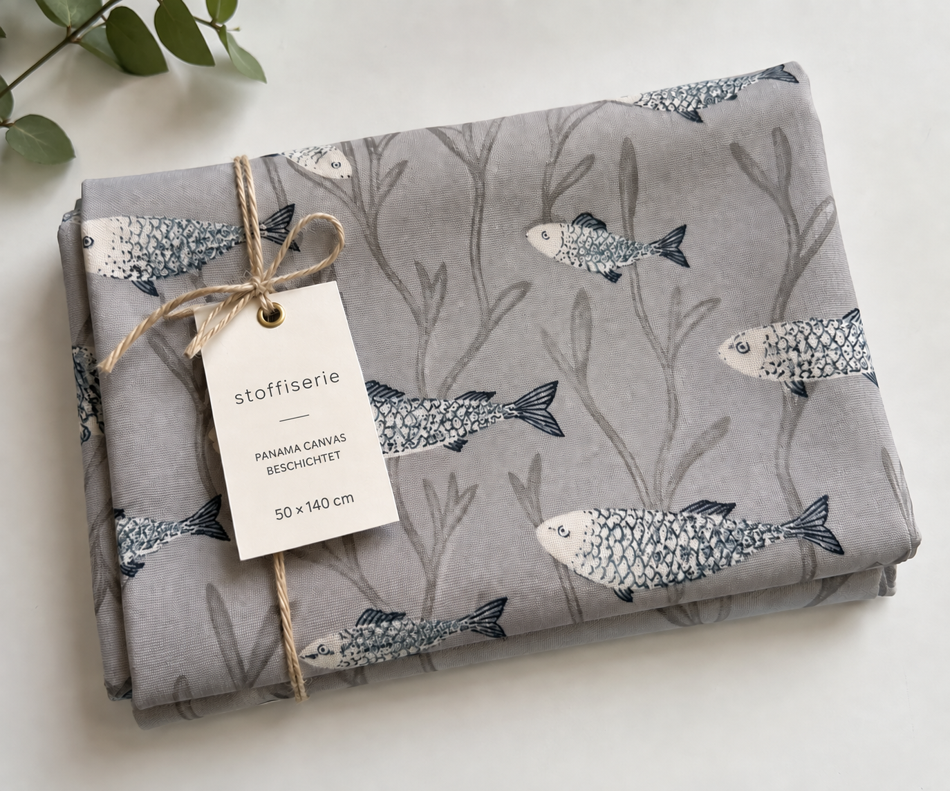 Panamastoff beschichtet Fische grau – STOF France Sea la vie