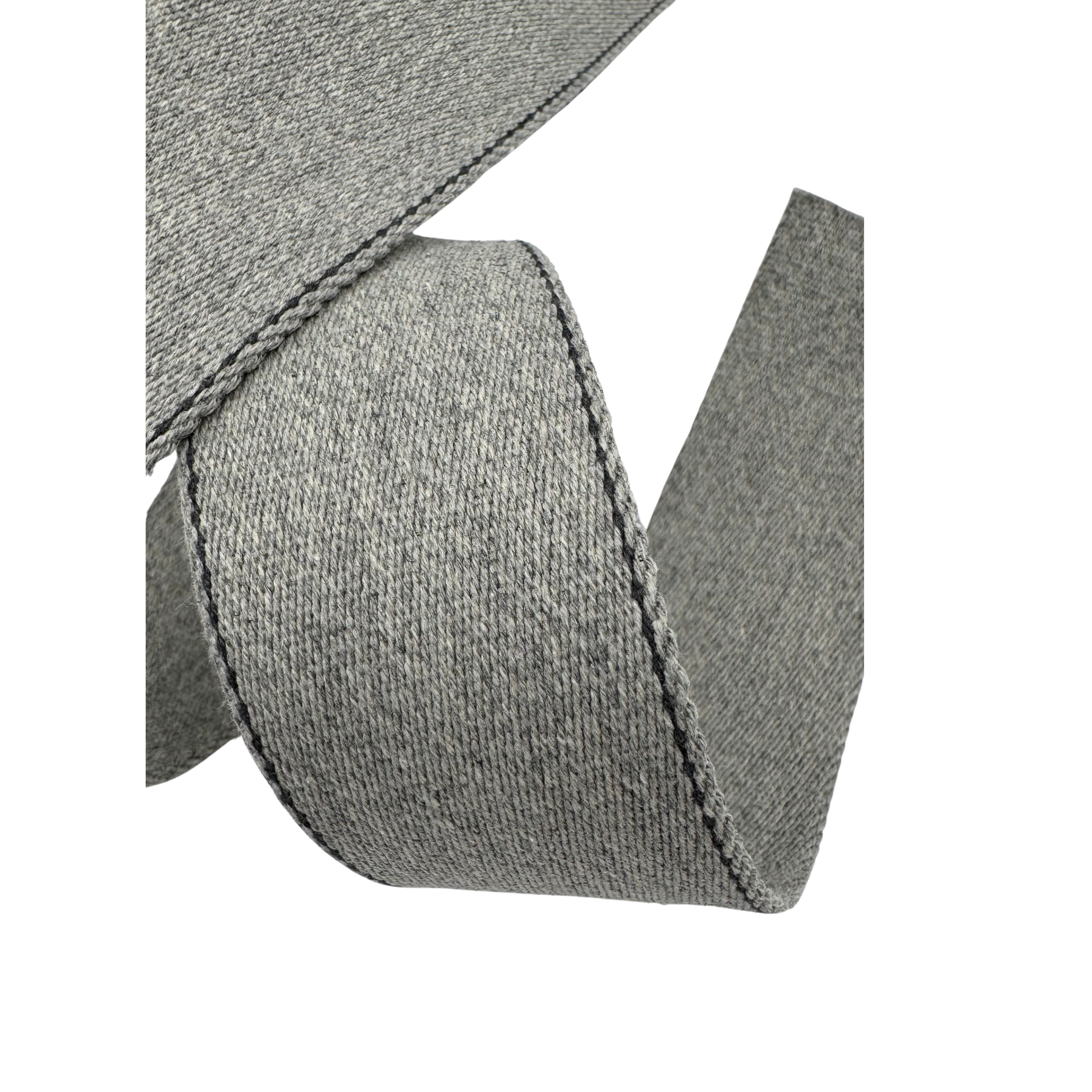 Gurtband 40mm Grau mit dunkelen Strichen am Rand