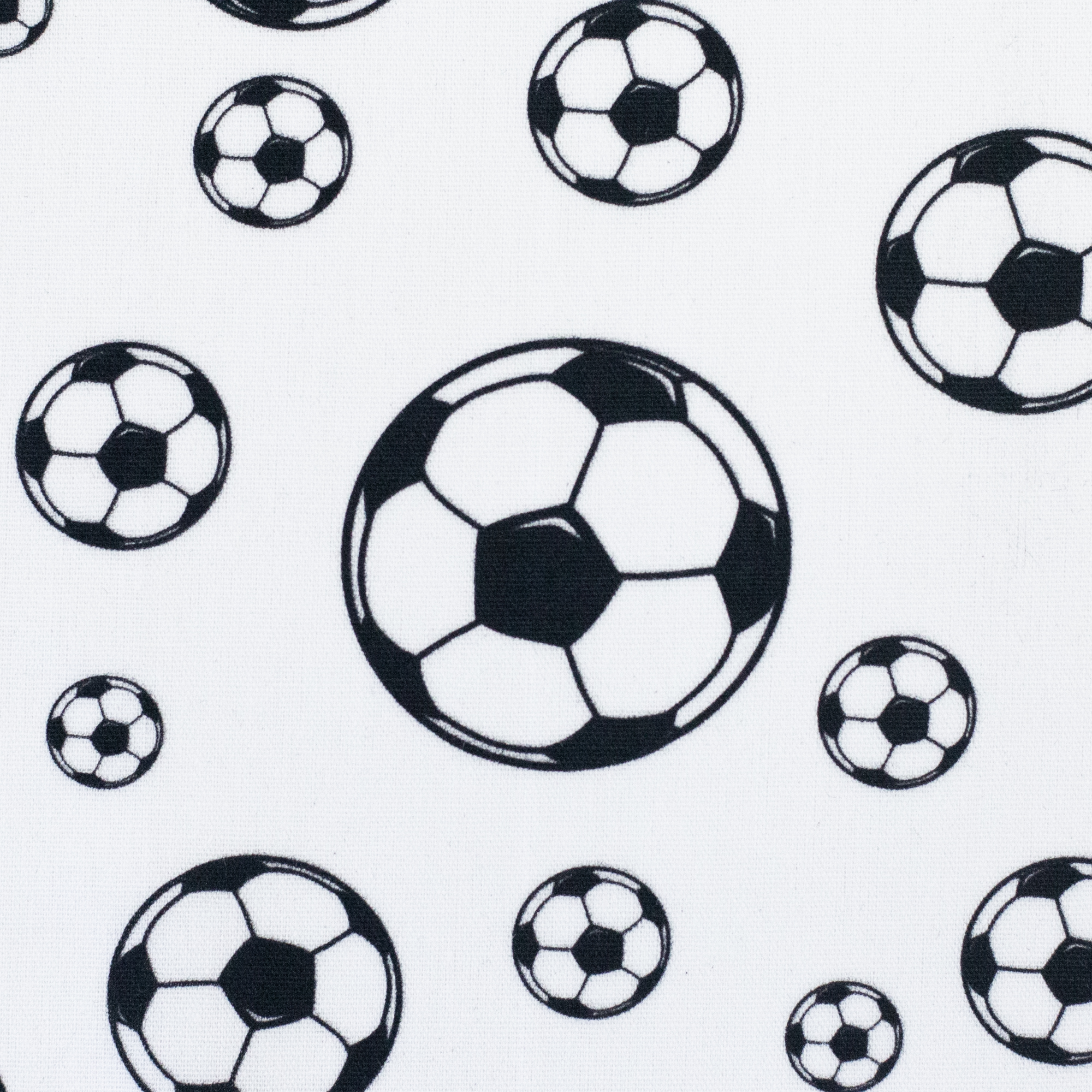 Baumwollstoff Fußball „Fußbälle“ – schwarz/weiß
