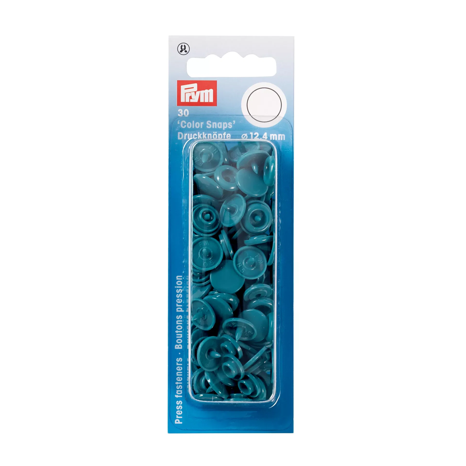PRYM Nähfrei-Druckknöpfe "Color Snaps" rund 12,4mm dunkeltürkis  393127 – offizielles Prym Produktfoto