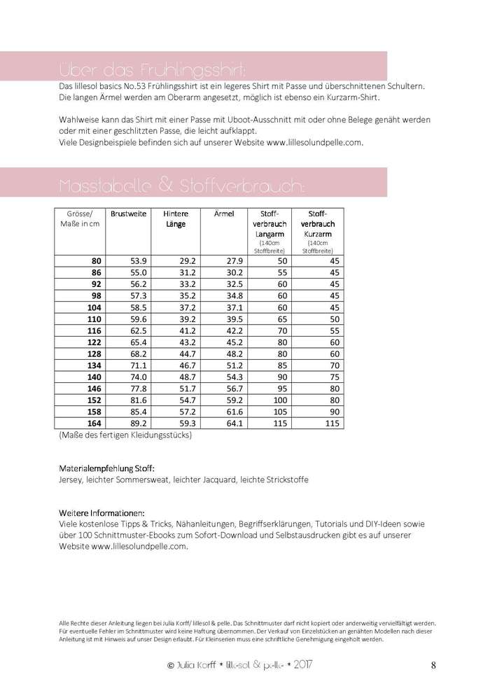 Papierschnittmuster lillesol basics No.53 Frühlingsshirt 