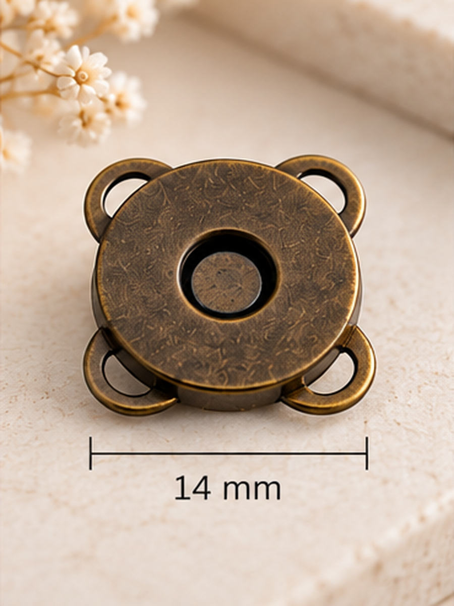 Magnetverschluss zum Aufnähen 14mm Messing