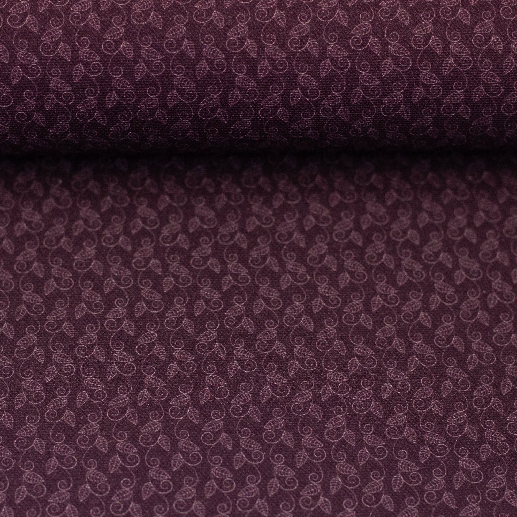 Baumwollstoff Blätter Bordeaux