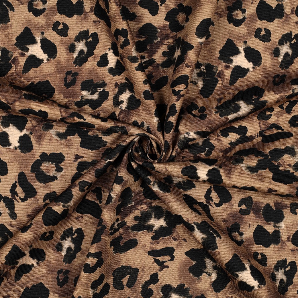 Canvas Stoff – Animal Print / Leo Print  Muster Hellbraun  – Baumwolle