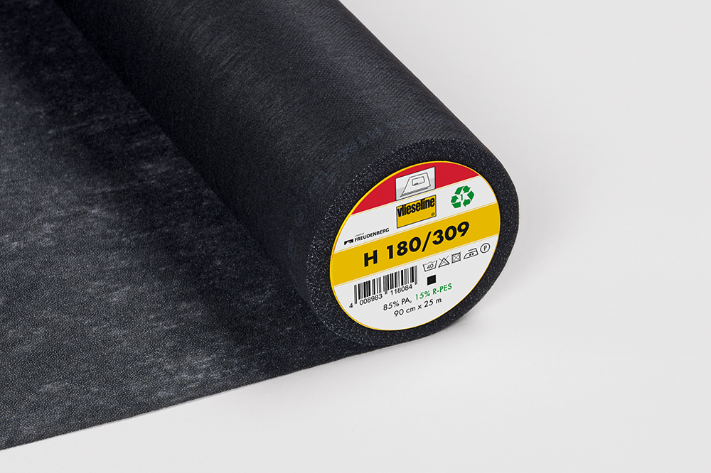 Vlieseline H180 Bügeleinlage schwarz, 90 cm, aufbügelbar