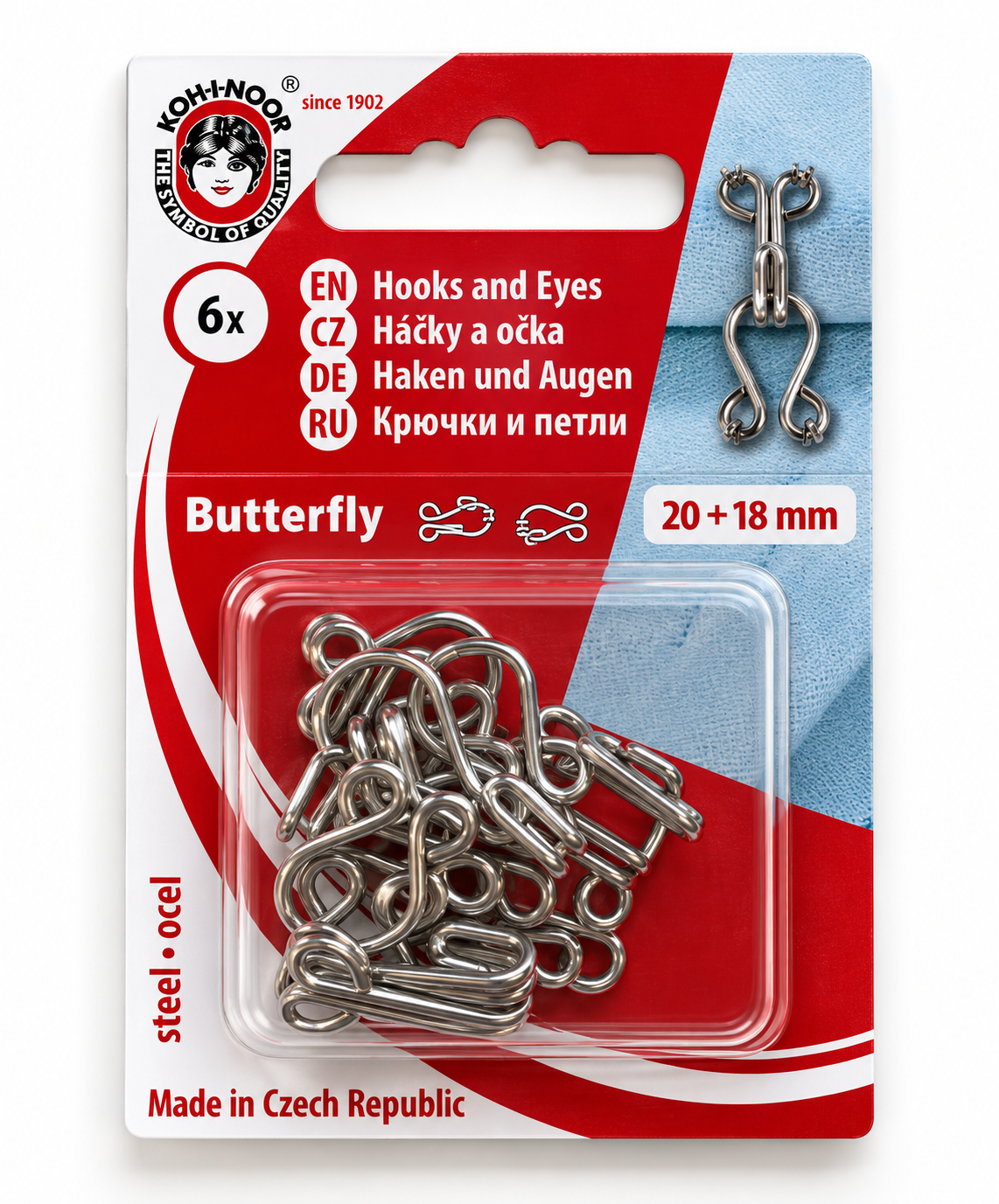 Haken und Augen Butterfly 20+18mm Silber