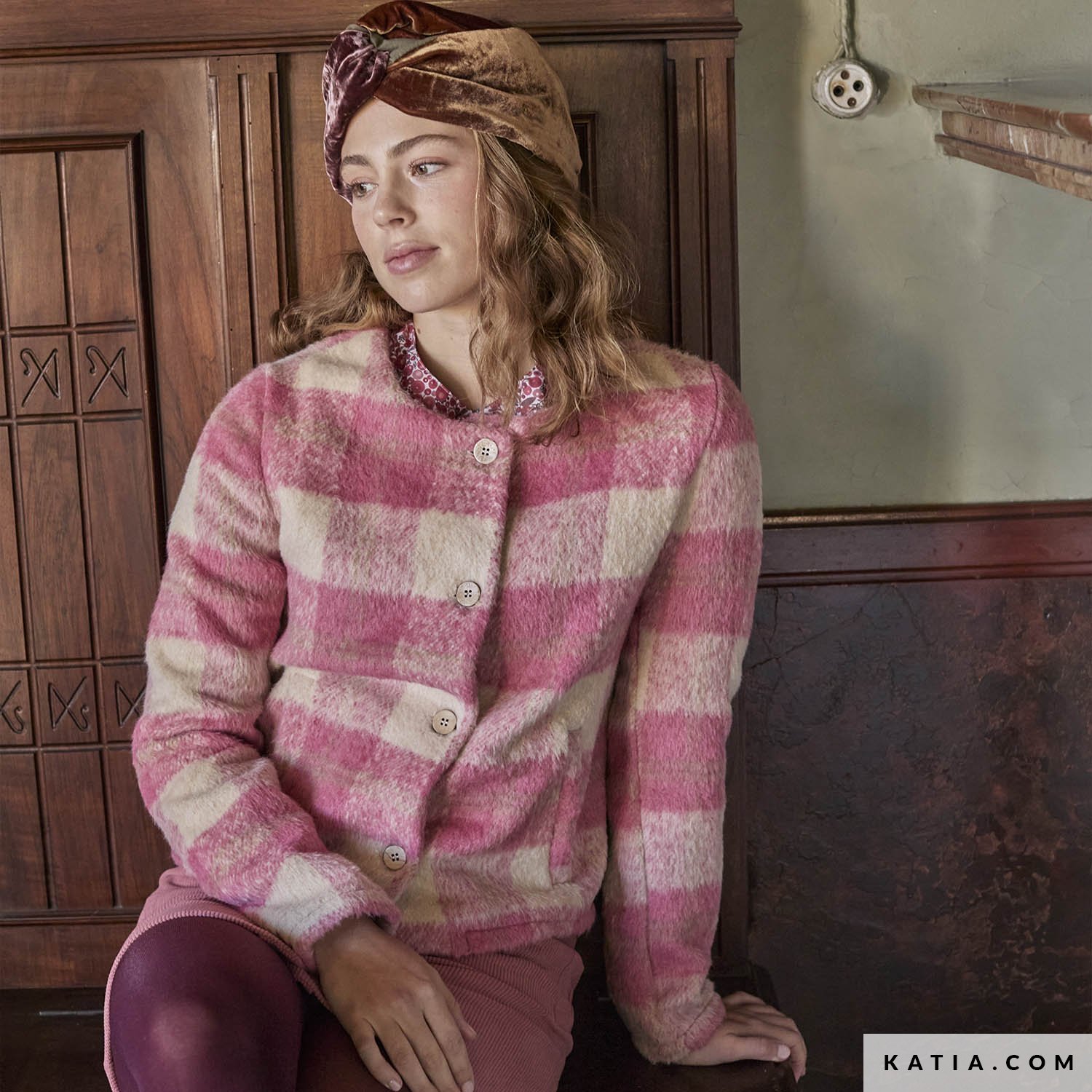 Mantelstoff Plaid Brushed Coat Rosatöne