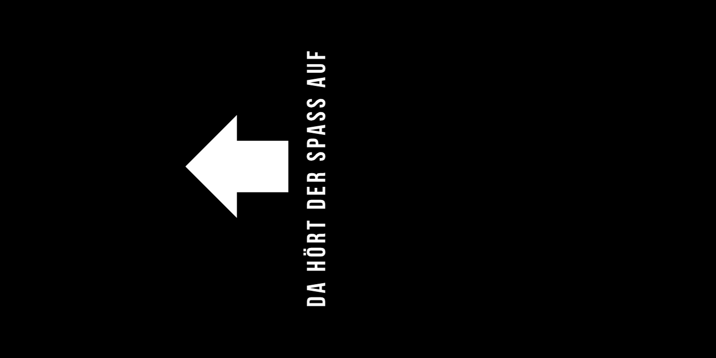 Weblabel Da hört der spass auf – gewebtes Etikett