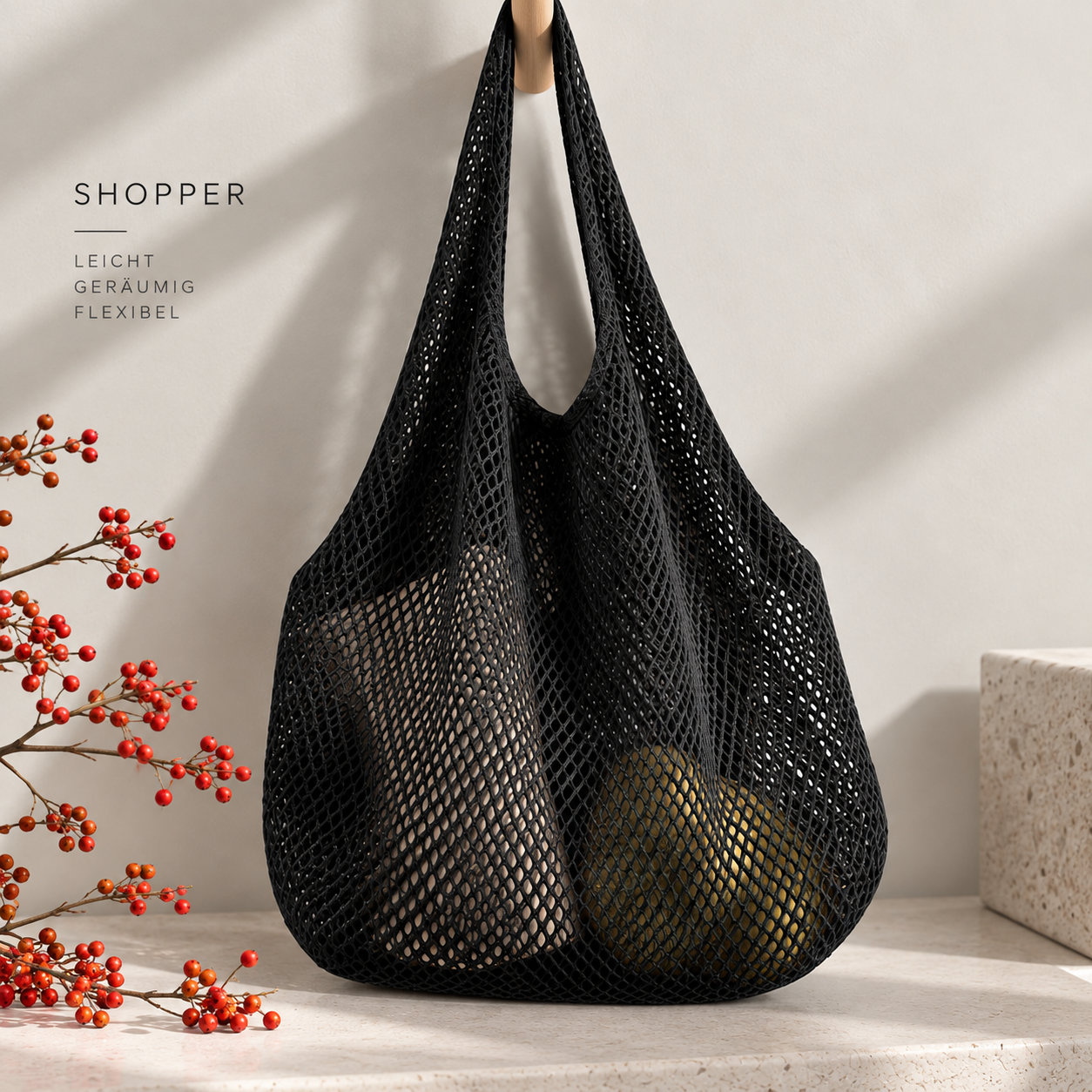 3D Mesh Schwarz – Verwendungsidee (KI-generiertes Stimmungsbild, kein Produktfoto)