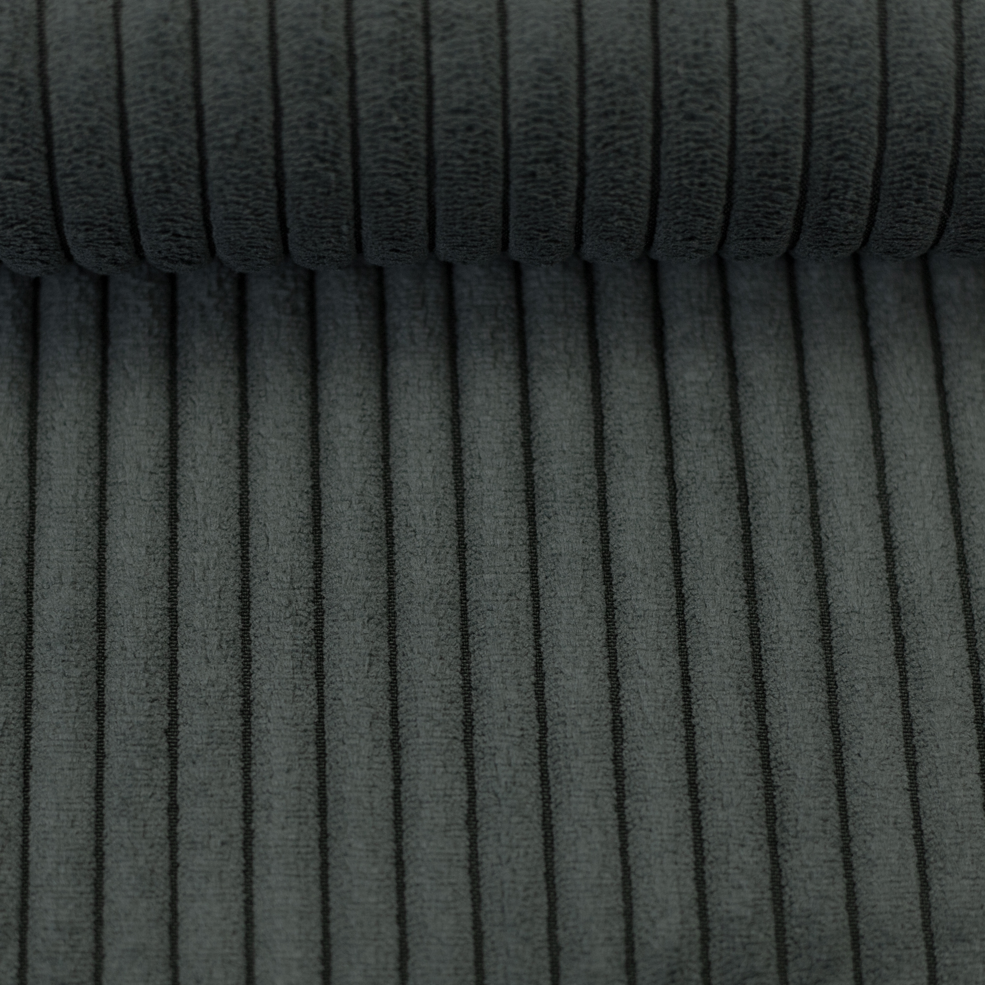 Jumbo Cord Samt Anthrazit – grob gerippter Polyester-Cordsamt