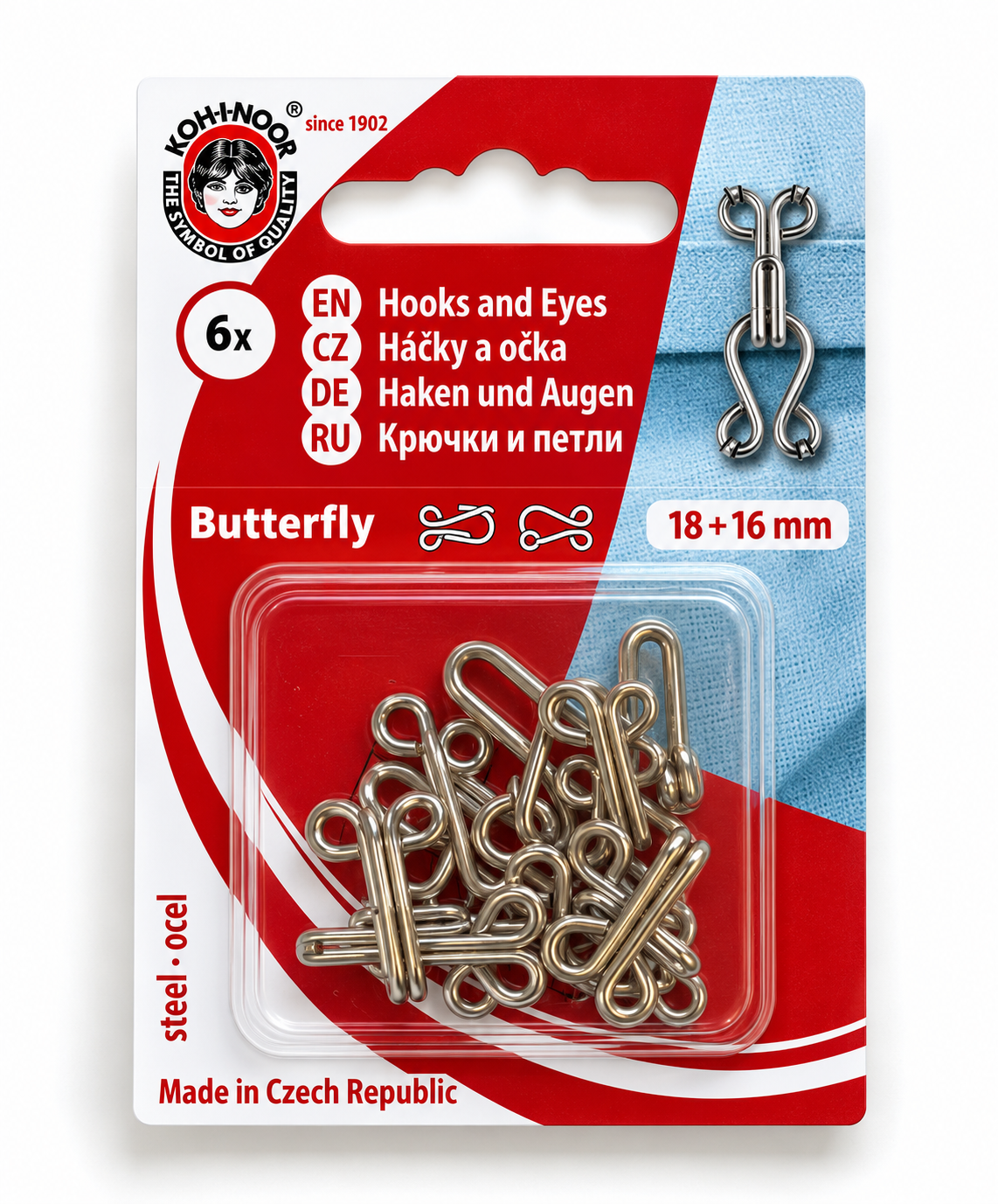 Haken und Augen Butterfly 18+16mm Silber