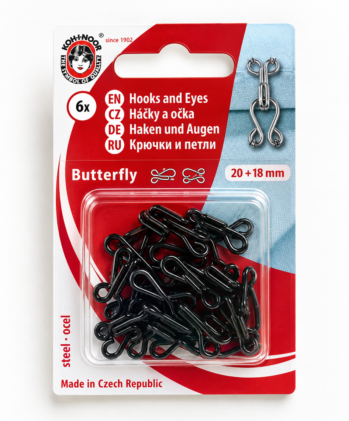 Haken und Augen Butterfly 20+18mm Schwarz