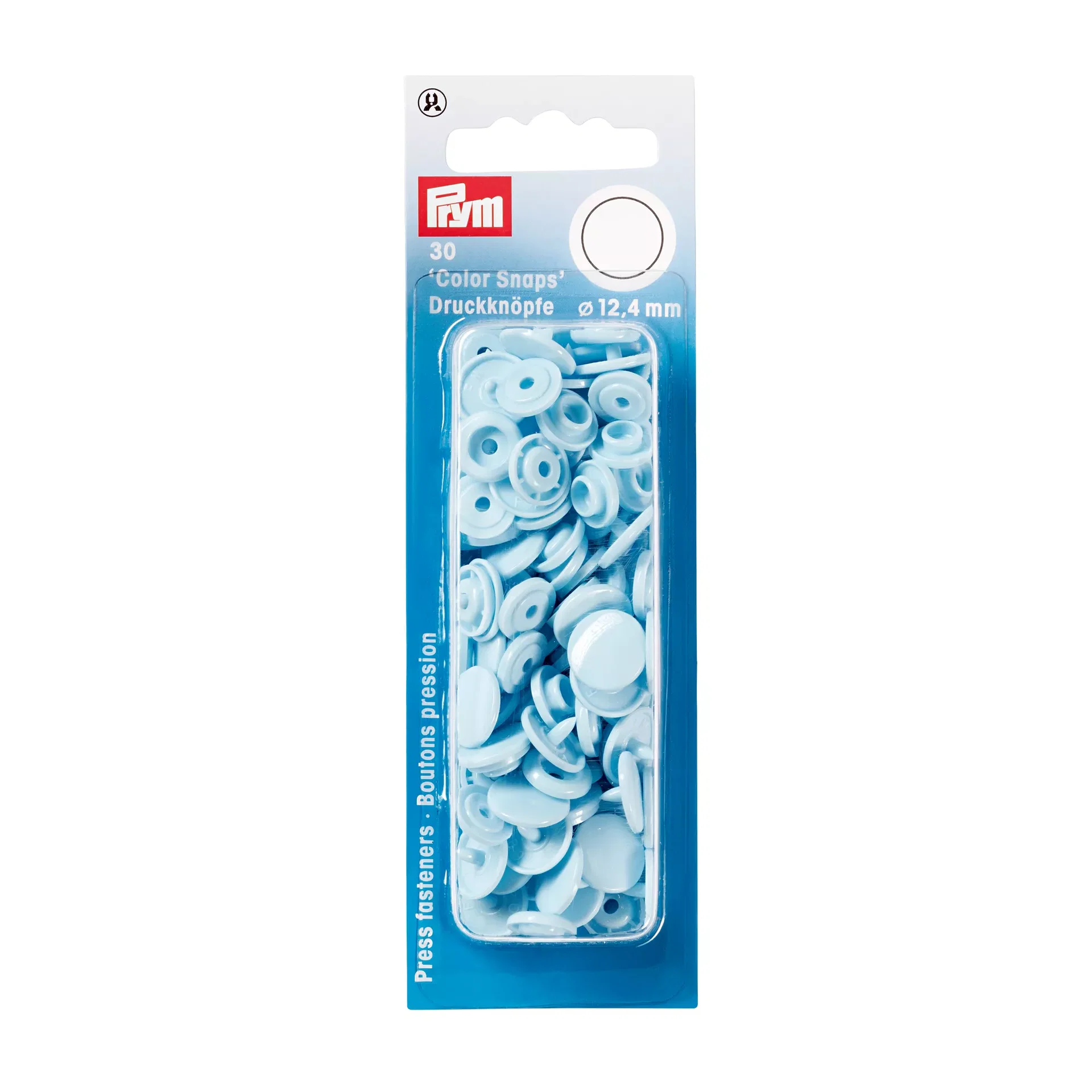 PRYM Nähfrei-Druckknöpfe "Color Snaps" rund 12,4mm hellblau  393120 – offizielles Prym Produktfoto