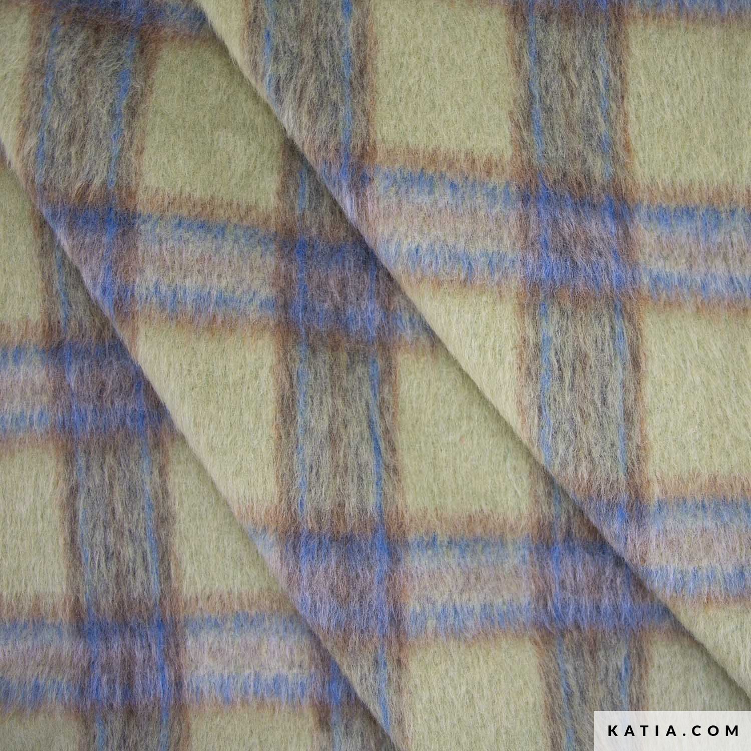 Mantelstoff Plaid Brushed Coat Herbstgrün