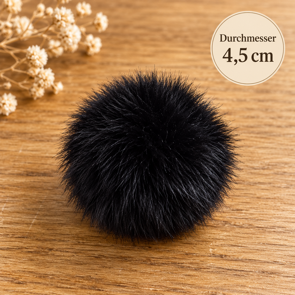Kunstfell Bommel 4,5 cm Schwarz