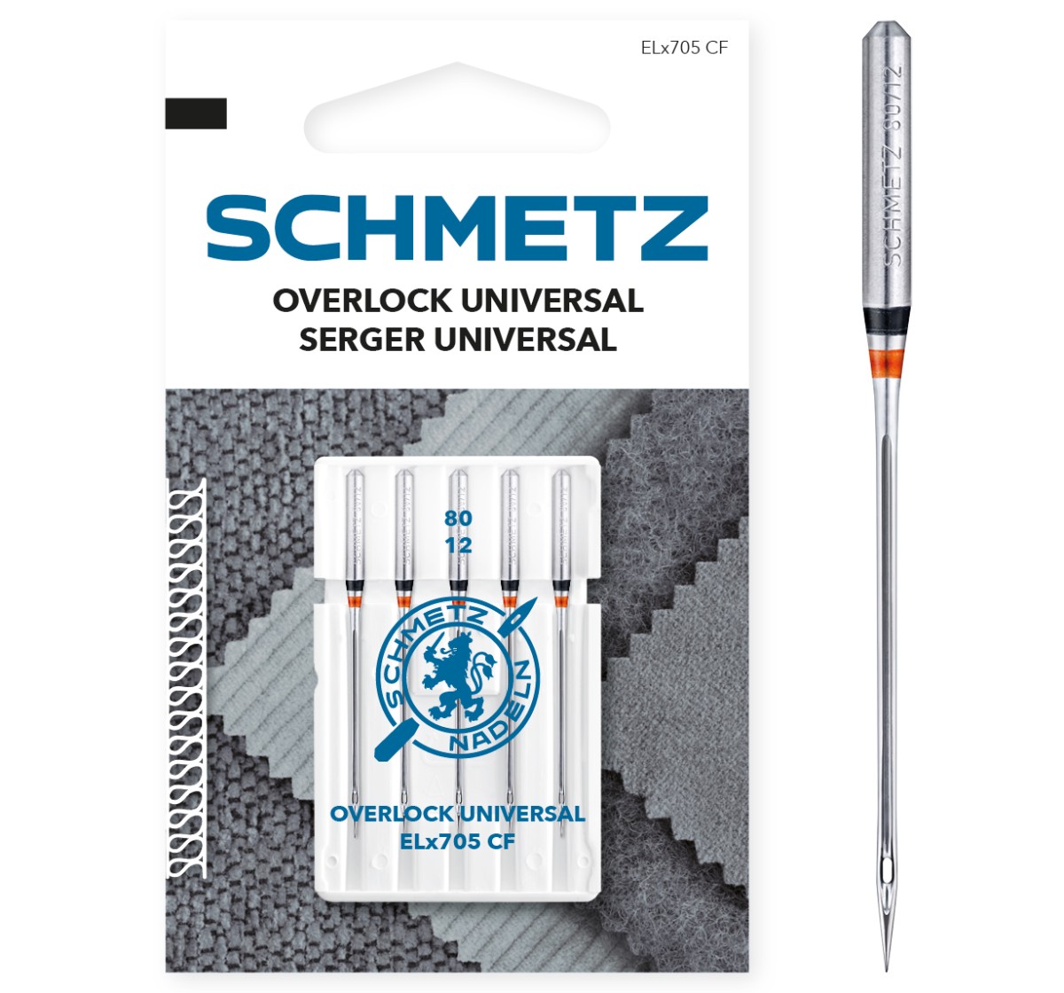 Schmetz Overlock Universal-Nadel (80/12) | ELx705 CF – offizielles SCHMETZ Produktfoto
