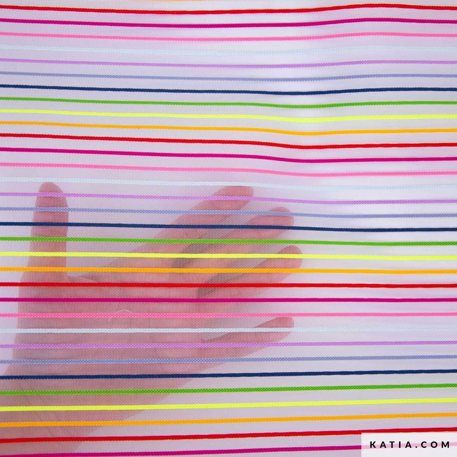 Netzstoff Multicolour Streifen Transparent