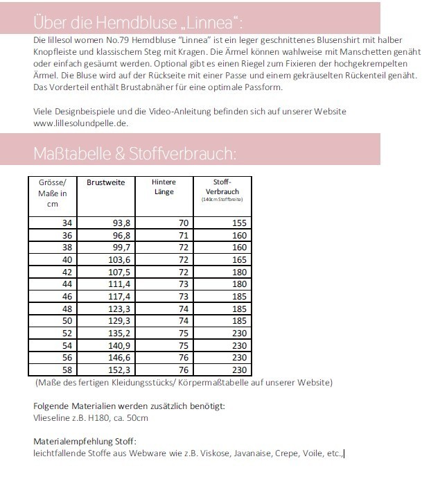 Papierschnittmuster lillesol women No.79 Hemdbluse "Linnea"
