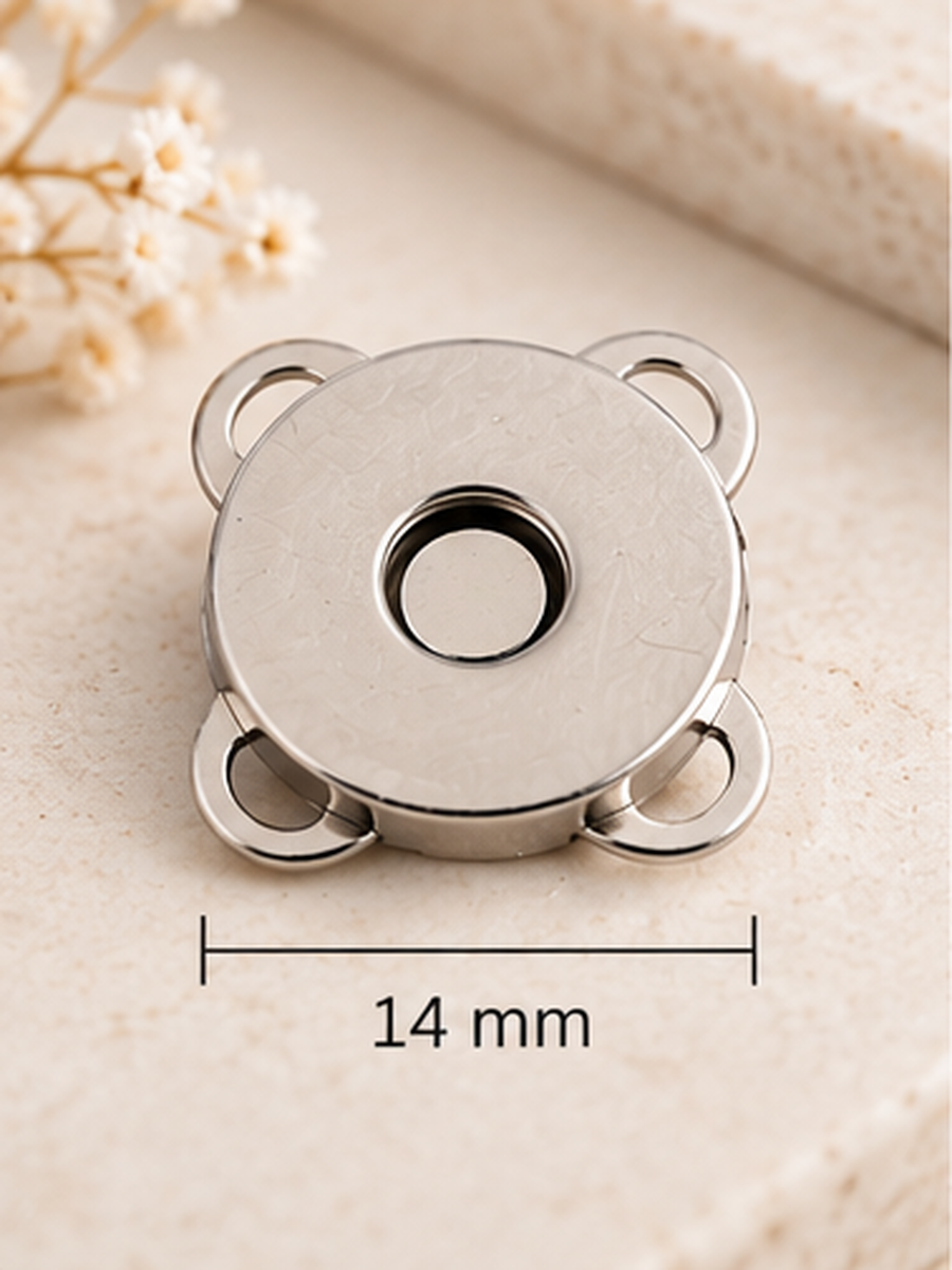 Magnetverschluss zum Aufnähen 14mm Silber