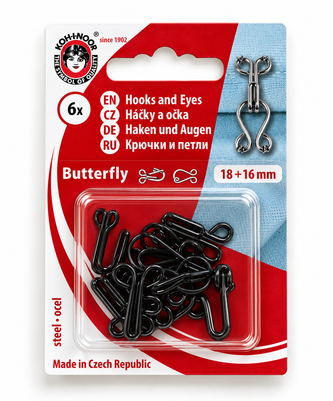 Haken und Augen Butterfly 18+16mm Schwarz