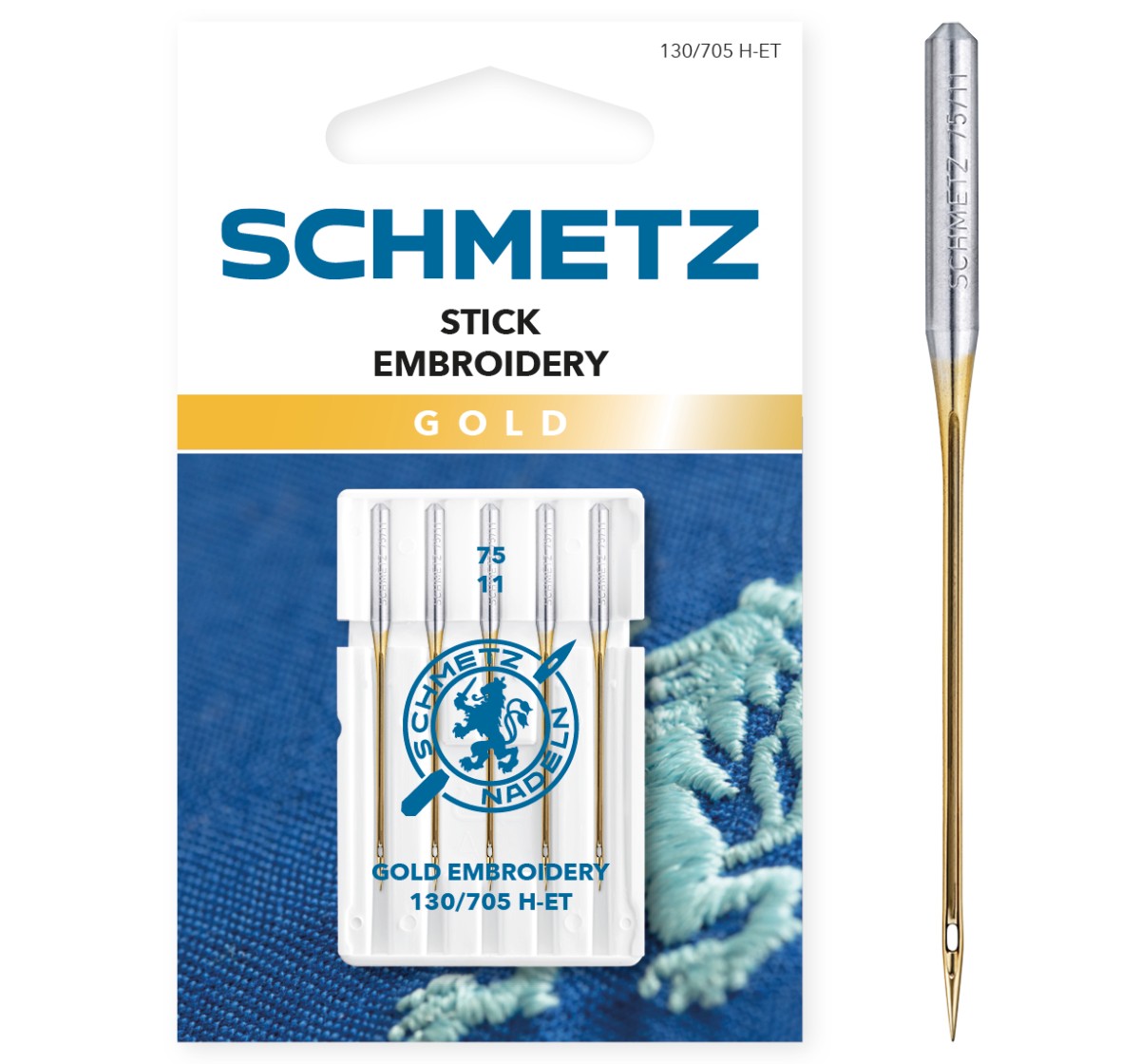 Schmetz Gold Stick-Nadel (90/14) | 130/705 H-ET – offizielles SCHMETZ Produktfoto
