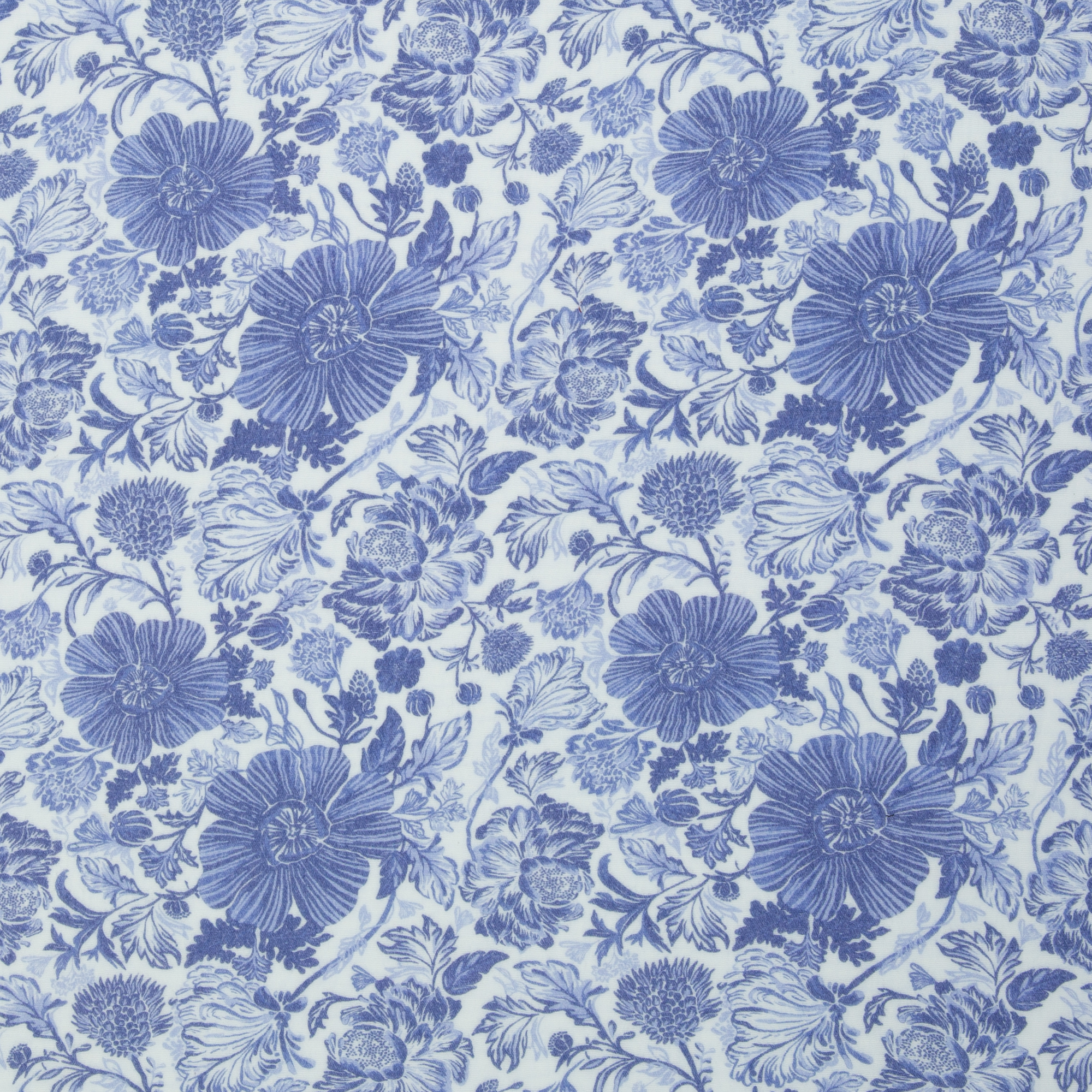 Musselin Double Gauze Blumen rauchblau weiss